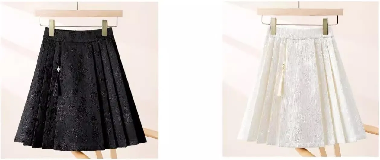 JYHBHMZG Chinese Style Horse Face Skirt Summer High Waist A-Line Mini Skirt Sweet Brocade Pleated Mini Skirt Women