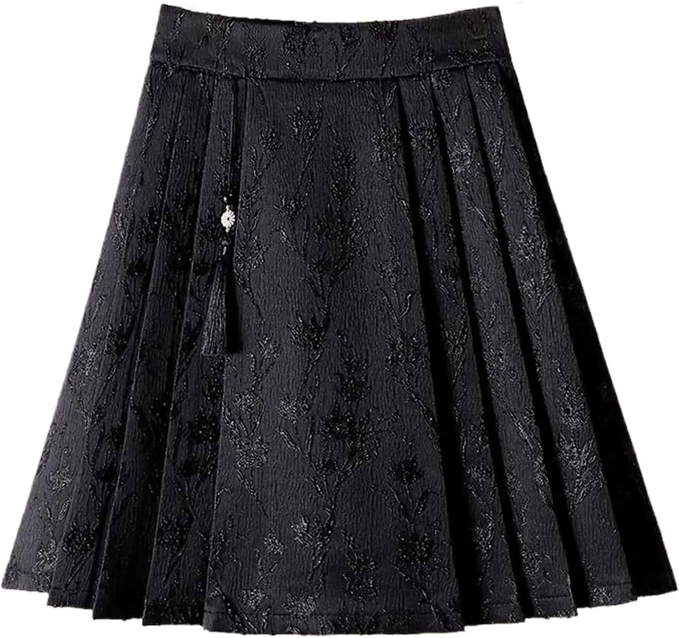 JYHBHMZG Chinese Style Horse Face Skirt Summer High Waist A-Line Mini Skirt Sweet Brocade Pleated Mini Skirt Women