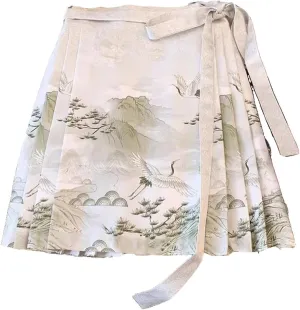 JYHBHMZG Short Horse Face Skirt Petite Chinese Style Printed Pleated Skirt Hanfu Mini Skirt Women