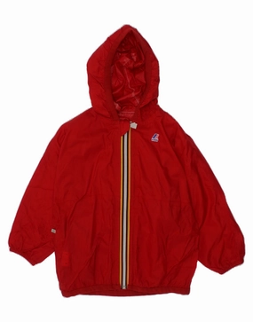 K-WAY Boys Hooded Rain Jacket 3-4 Years Red Polyamide Connect