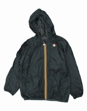 Breathable Structure K-WAY Boys Hooded Rain Jacket 9-10 Years Green Polyamide