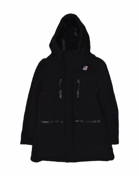 K-WAY Boys Hooded Raincoat 6-7 Years Black Nylon Reinforced Seams Extra Warmth