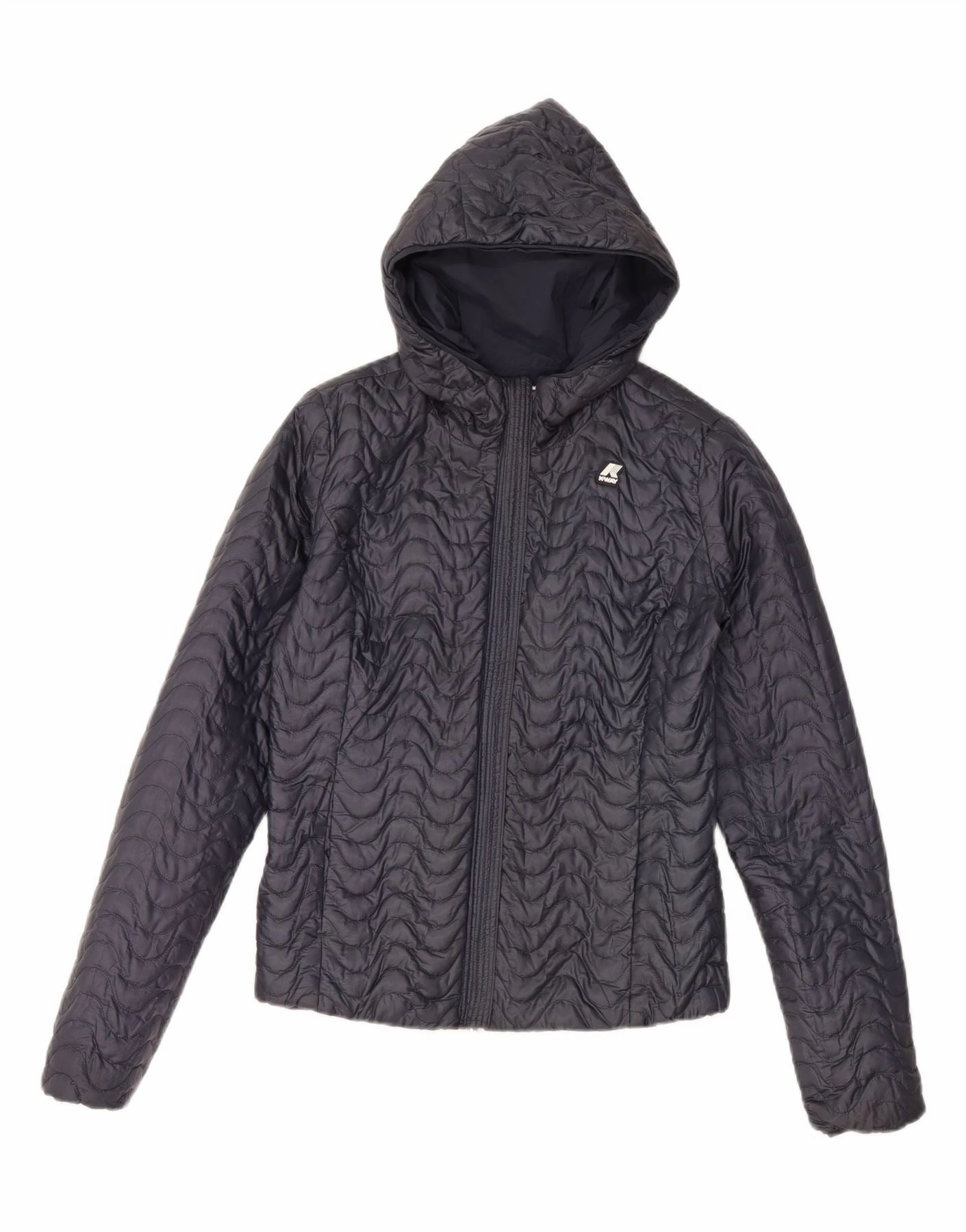 K-WAY Boys Hooded Reversible Jacket 8-9 Years Navy Blue Weightless Construction