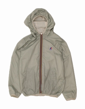 K-WAY Boys Hooded Reversible Jacket 9-10 Years Grey Polyester Idolize Airtight Storage Compartment