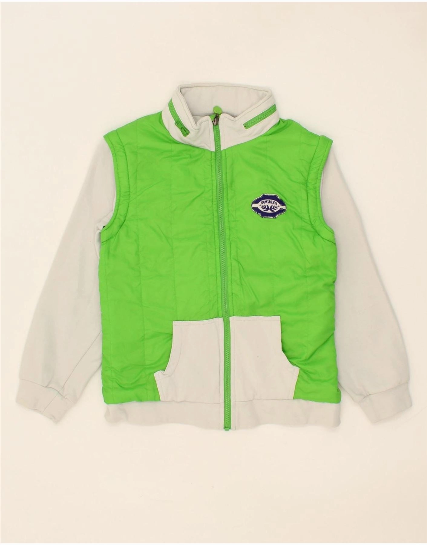 Eco Friendly Material KANGAROOS Boys Hooded Bomber Jacket 10-11 Years Green Colourblock Cotton
