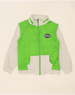 Eco Friendly Material KANGAROOS Boys Hooded Bomber Jacket 10-11 Years Green Colourblock Cotton
