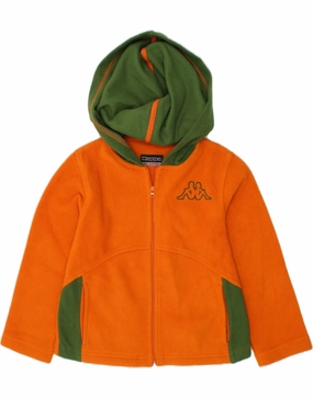 KAPPA Boys Hooded Fleece Jacket 5-6 Years Small  Orange Colourblock Operation Oppose