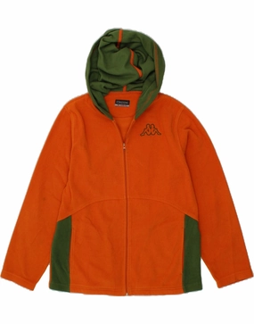 KAPPA Boys Hooded Fleece Jacket 9-10 Years Large Orange Colourblock Noise Reducing Zippers Connection