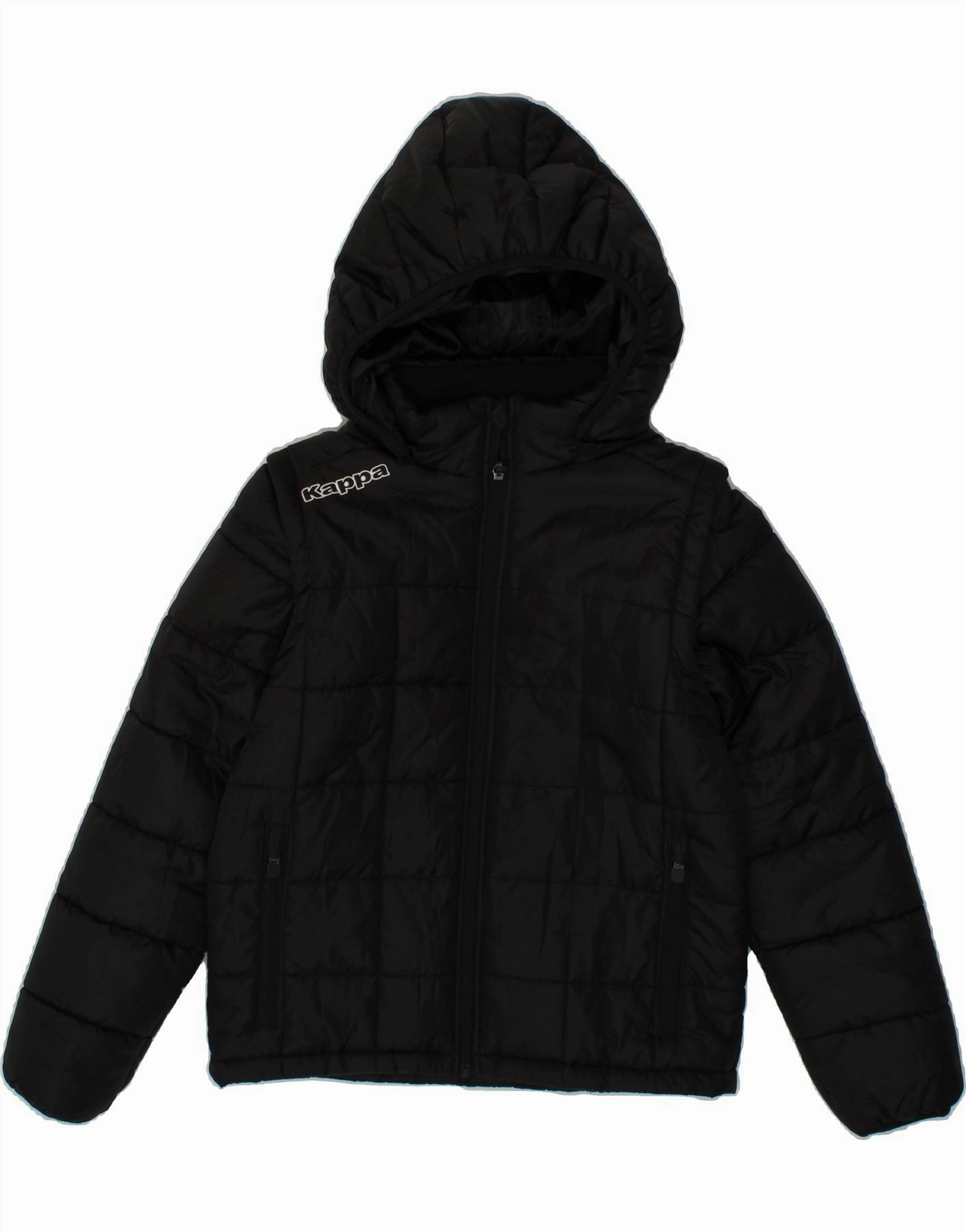Impact Absorbing Padding KAPPA Boys Hooded Padded Jacket 11-12 Years Black Polyester