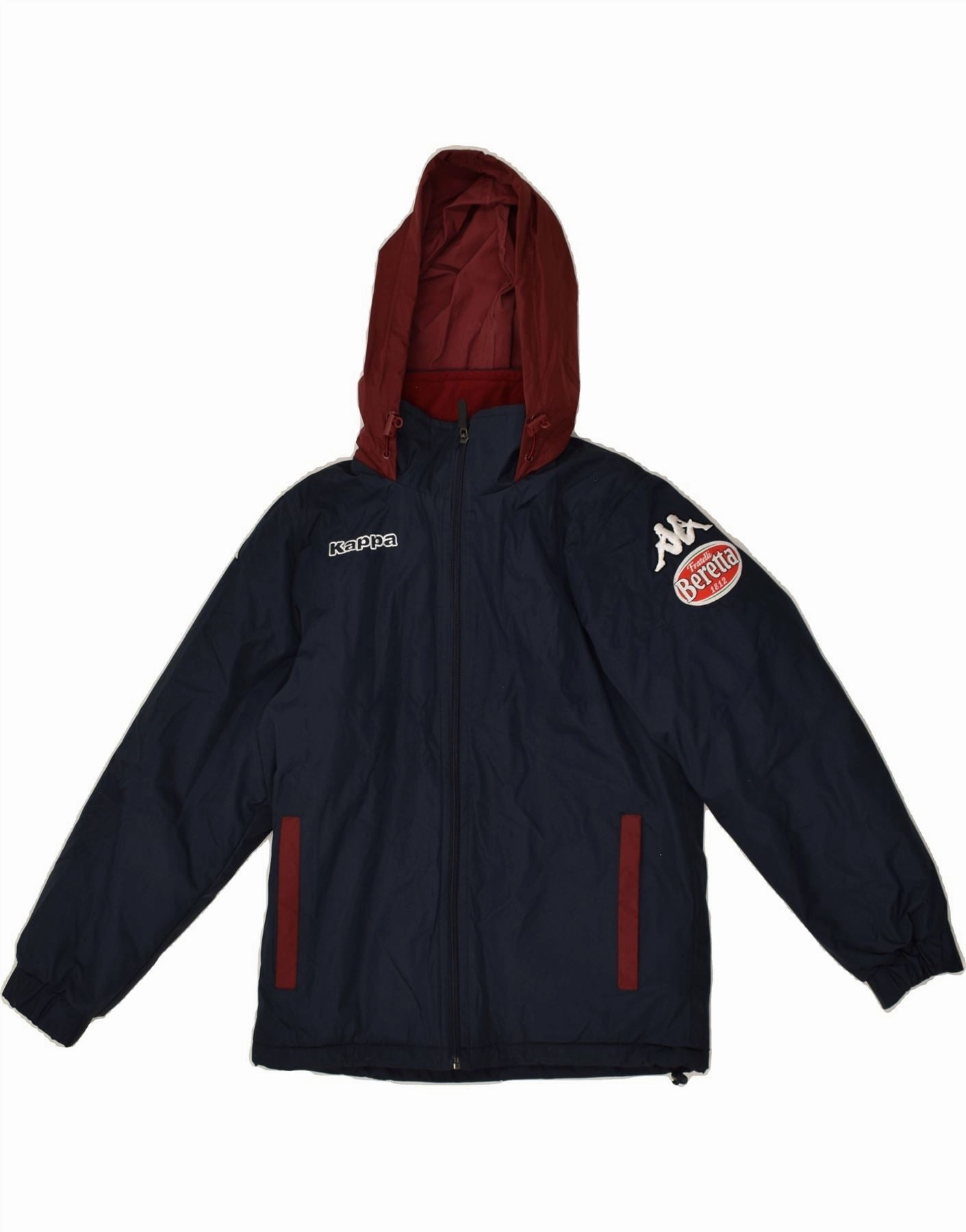 KAPPA Boys Hooded Windbreaker Jacket 9-10 Years Navy Blue Polyester Compression Fold Design LowProfileLogo