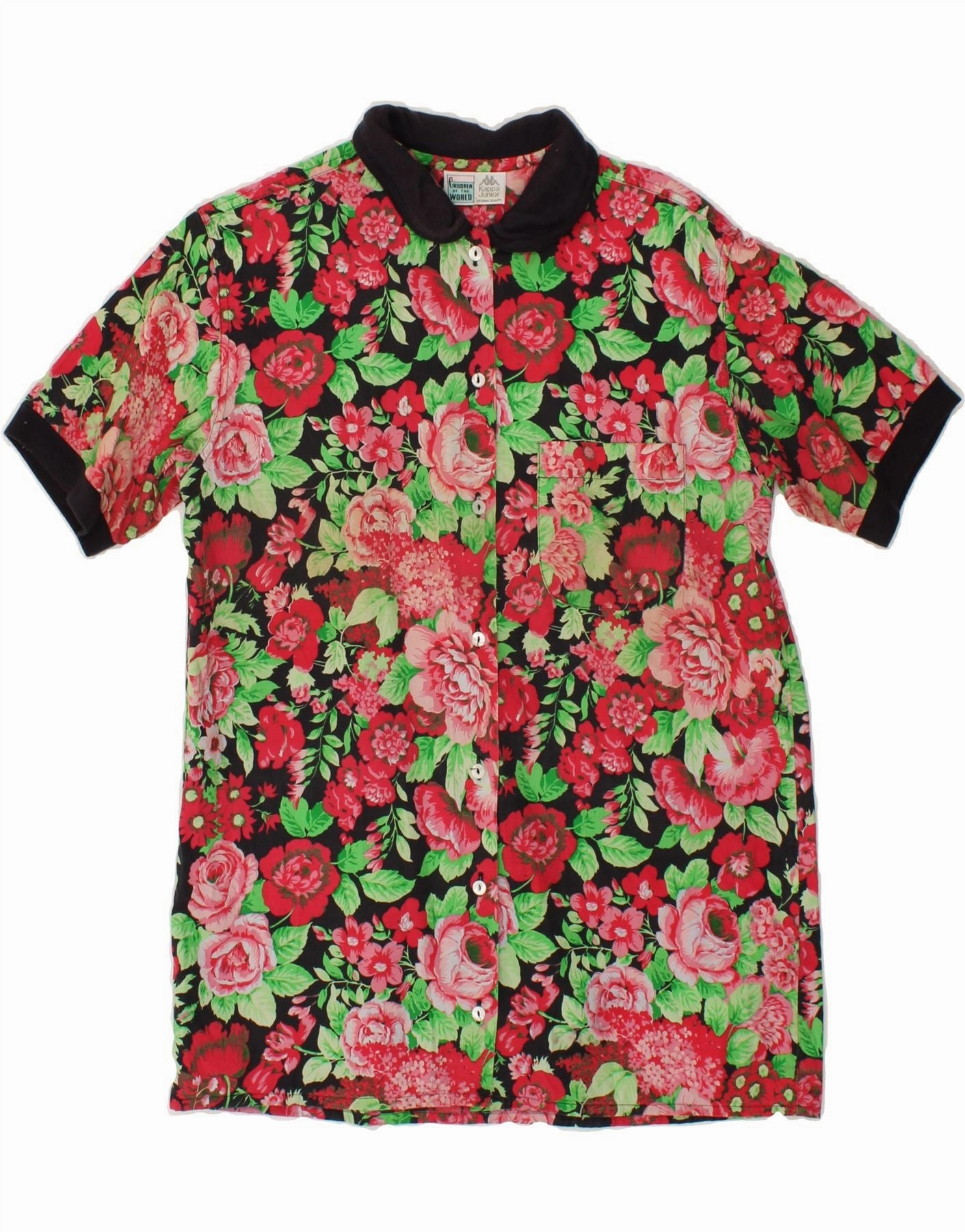 Comfortable Fashion Quick Layer KAPPA Girls Short Sleeve Shirt Dress 15-16 Years Red Floral Cotton