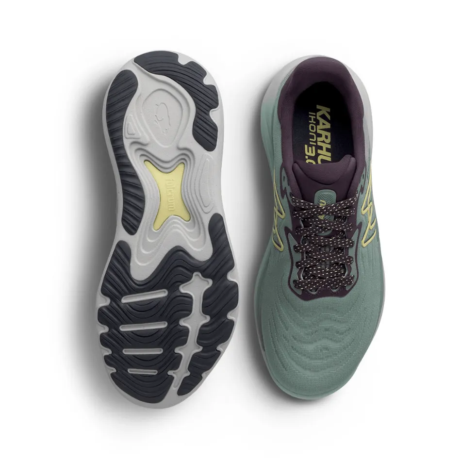 Rebound Technology Posture Boost Karhu Men's Ikoni 3.0 Running Shoes in Green Milieu/Dusty Yellow SS25