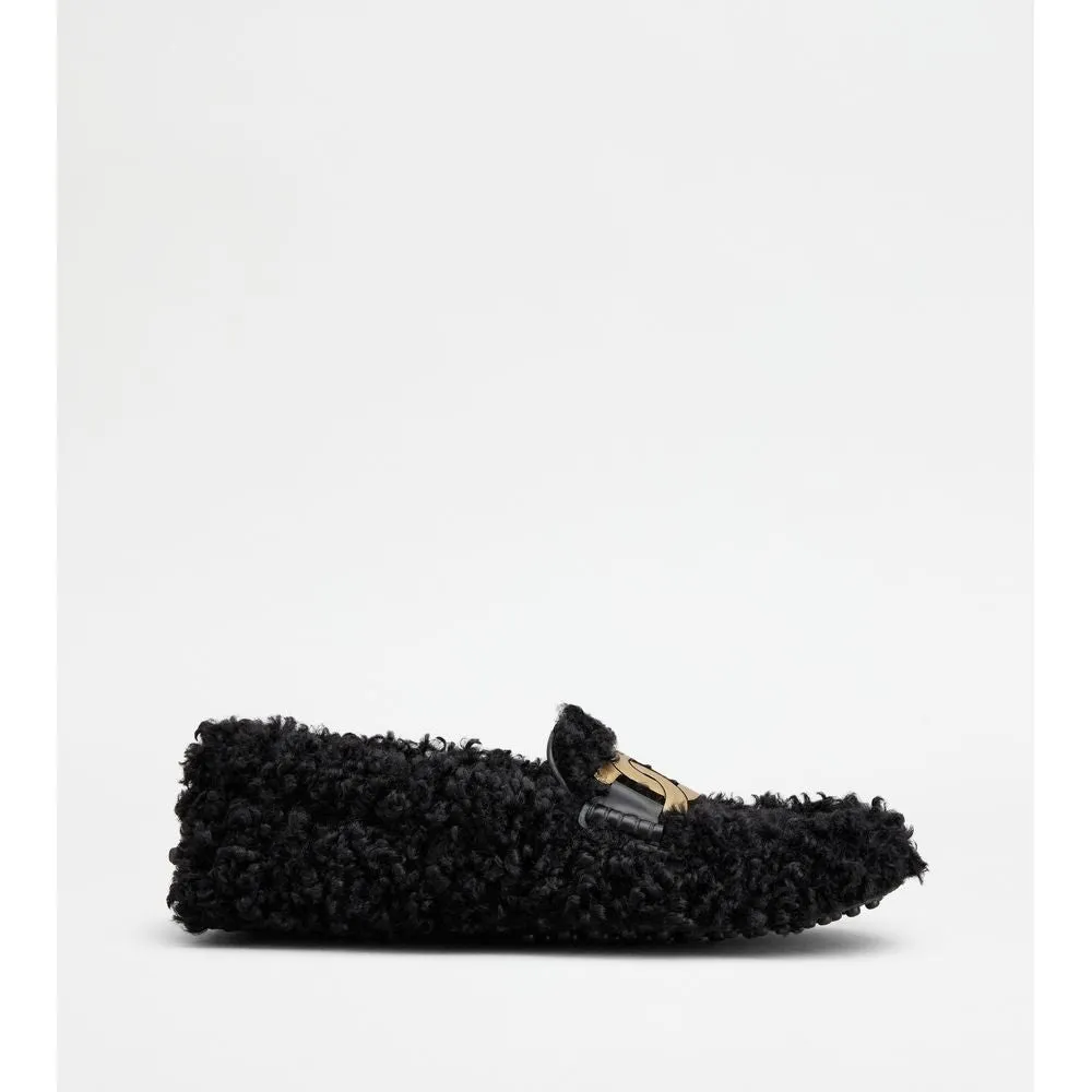 Neutral Base Kate Gommino Driving Shoes in Faux Fur and Leather
