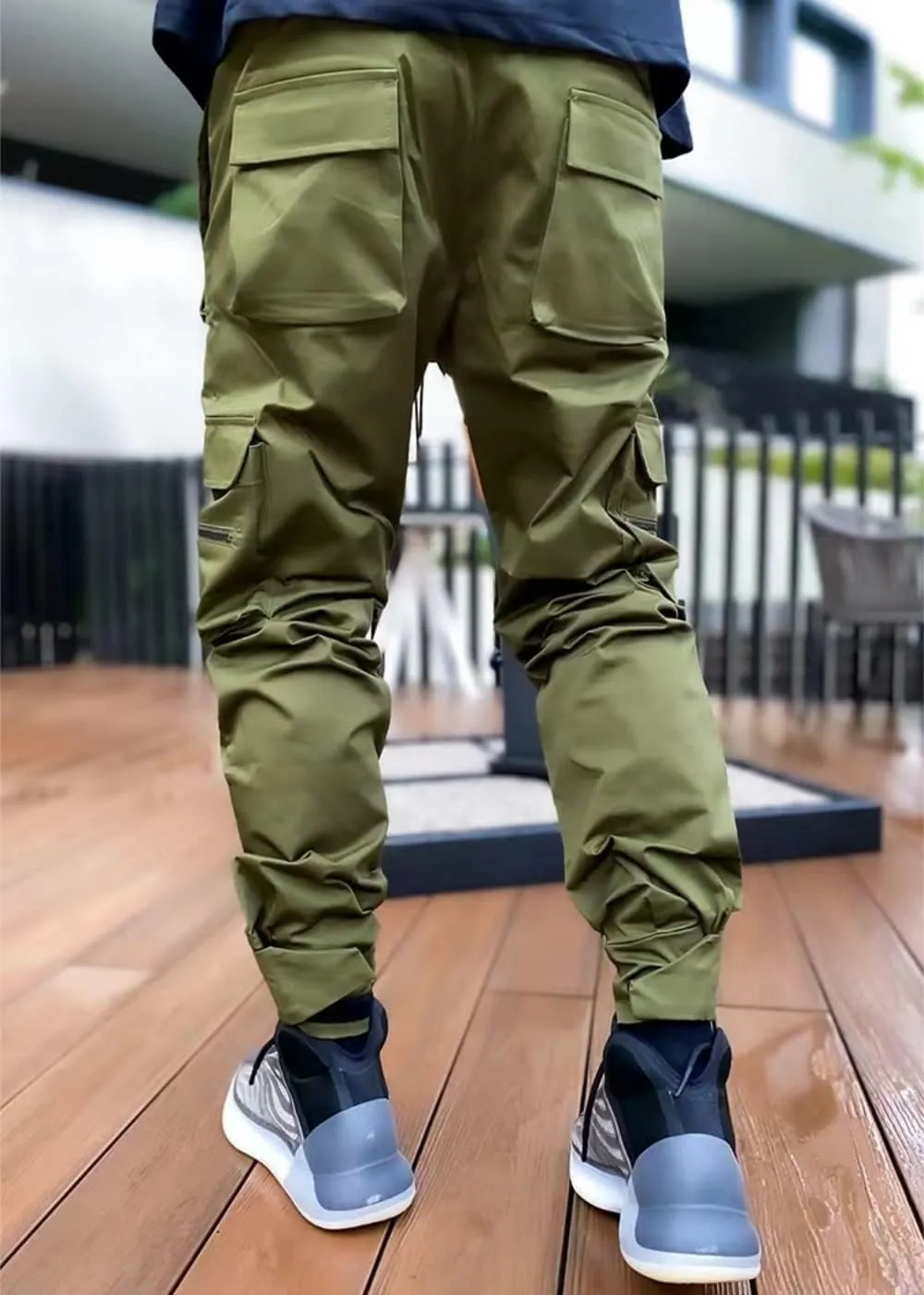 KCLOT Men's Techwear Cargo Pants Fashion Multi-Pocket Reflective Jogger Sweatpants