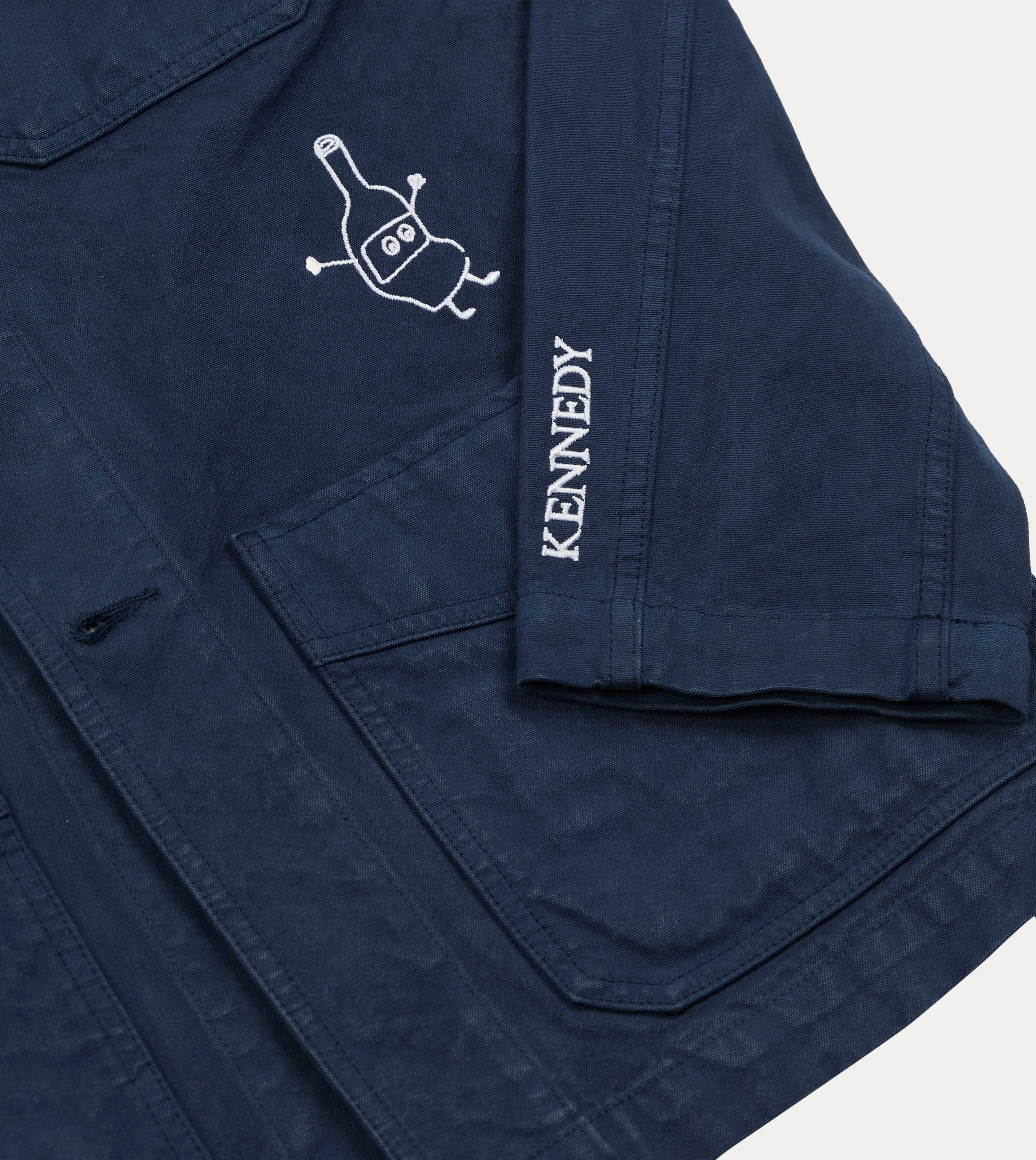 Kennedy by Drake??s Navy Cotton Duck Canvas Five-Pocket Chore Jacket Sophisticated