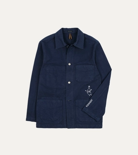 Everyday Coverage Rain Safe Kennedy by Drake??s Navy Cotton Duck Canvas Five-Pocket Chore Jacket