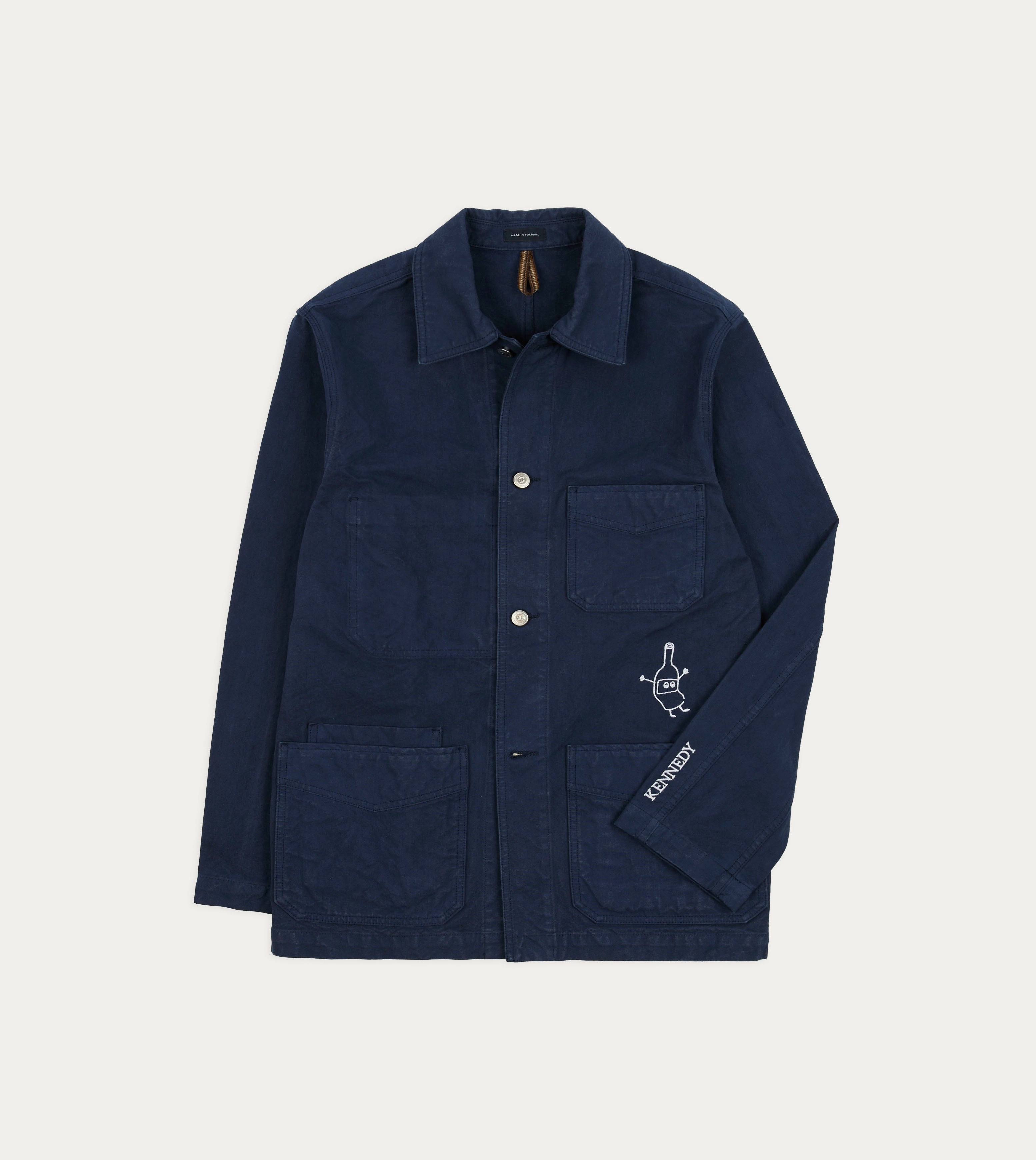 Everyday Coverage Rain Safe Kennedy by Drake??s Navy Cotton Duck Canvas Five-Pocket Chore Jacket