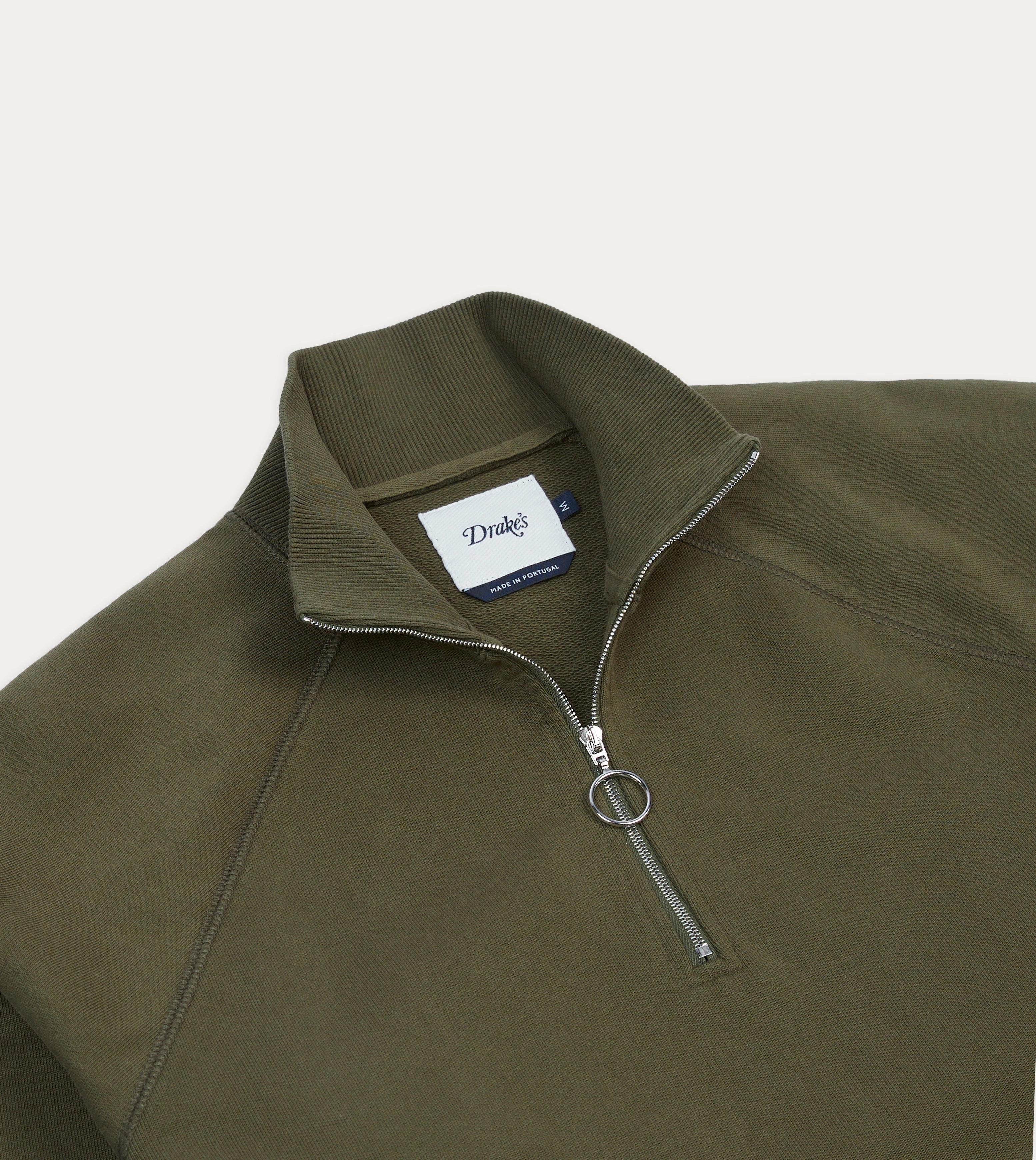 Eco-friendly fade resistance Khaki Green Cotton Quarter Zip Sweatshirt