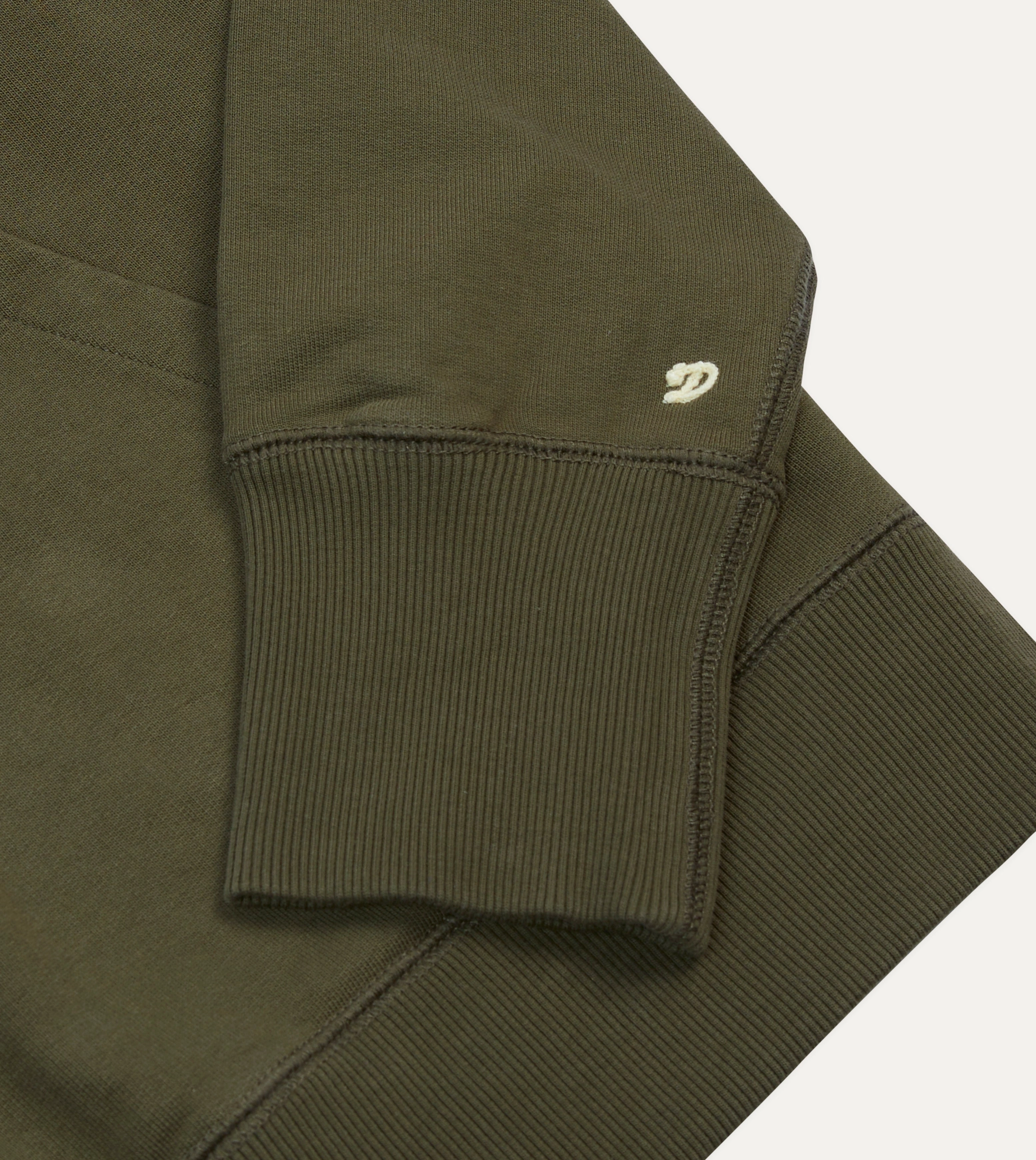 Relaxed Vibe Khaki Green Cotton Quarter Zip Sweatshirt