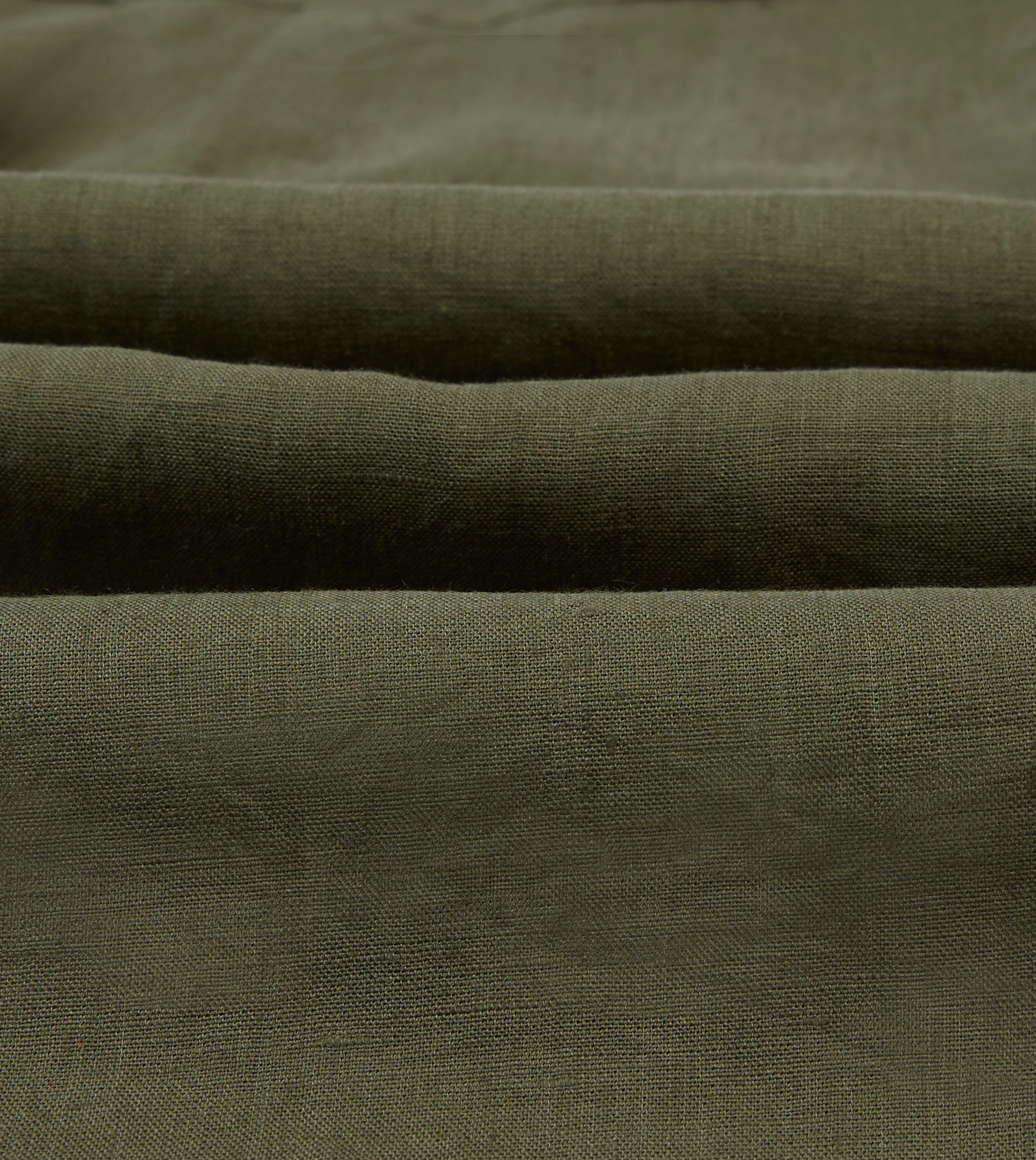 Khaki Linen Camp Collar Long Sleeve Shirt Non Iron Material Durable Buttons