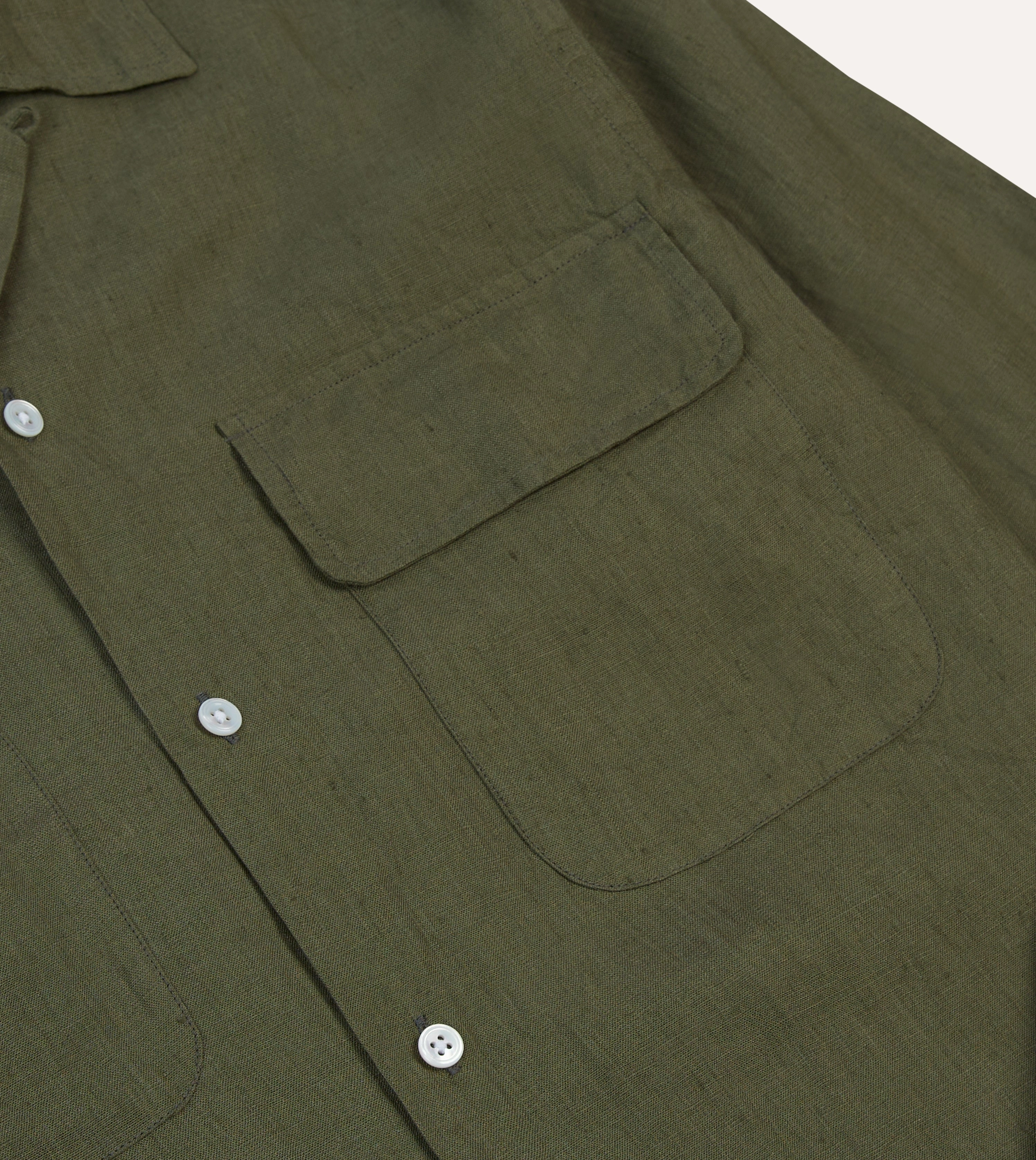 Winter Fashion Smart Casual Khaki Linen Camp Collar Long Sleeve Shirt