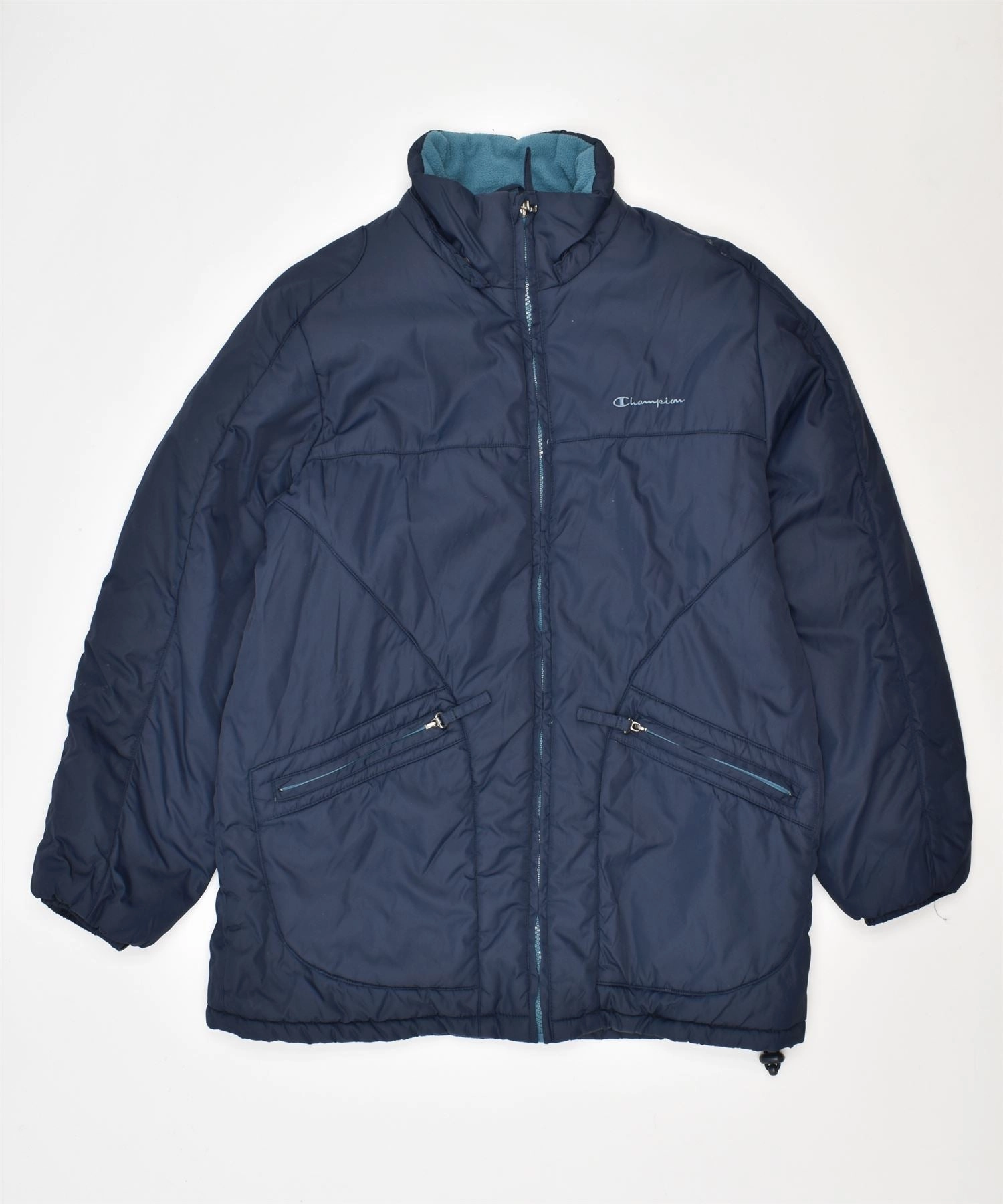 CHAMPION Boys Windbreaker Jacket 11-12 Years Large Navy Blue Polyester Durable Build Outdoor Adventure