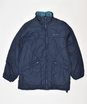 CHAMPION Boys Windbreaker Jacket 11-12 Years Large Navy Blue Polyester Durable Build Outdoor Adventure