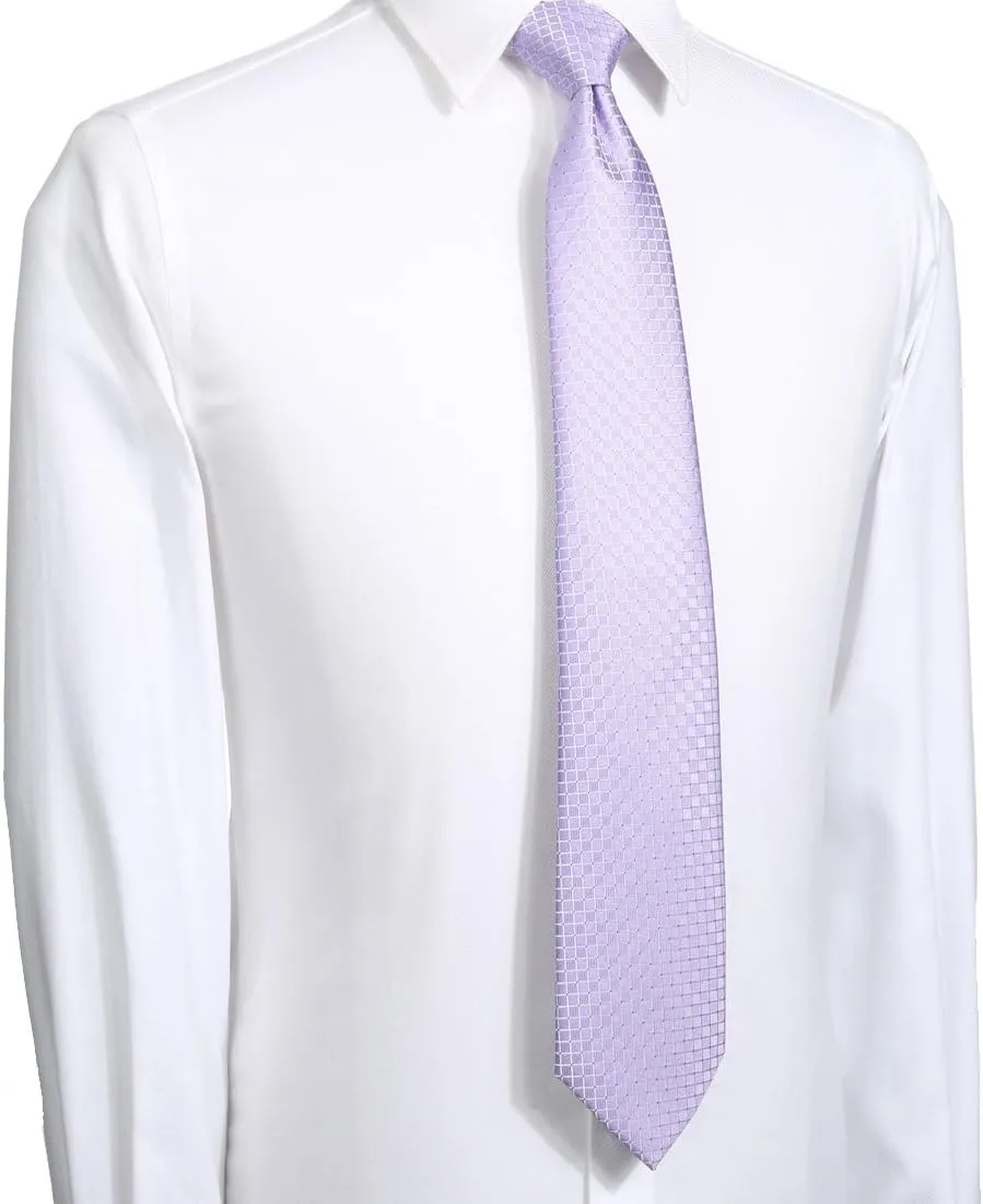 KissTies Mens Necktie Solid Color Checkered Business And Wedding Tie