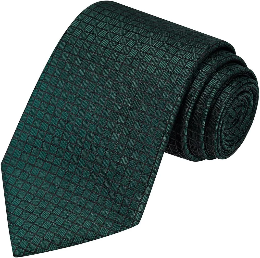 KissTies Mens Necktie Solid Color Checkered Business And Wedding Tie