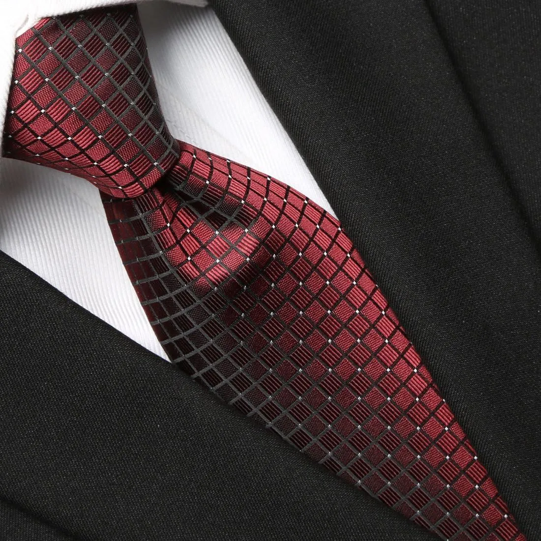 KissTies Mens Necktie Solid Color Checkered Business And Wedding Tie