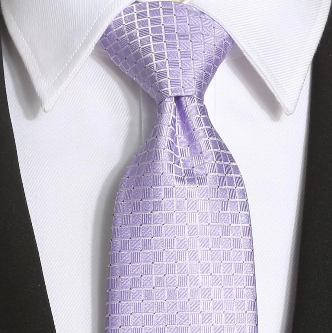 KissTies Mens Necktie Solid Color Checkered Business And Wedding Tie