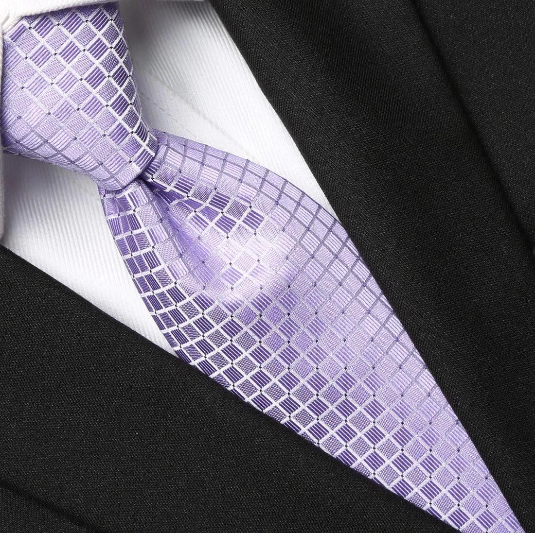 KissTies Mens Necktie Solid Color Checkered Business And Wedding Tie