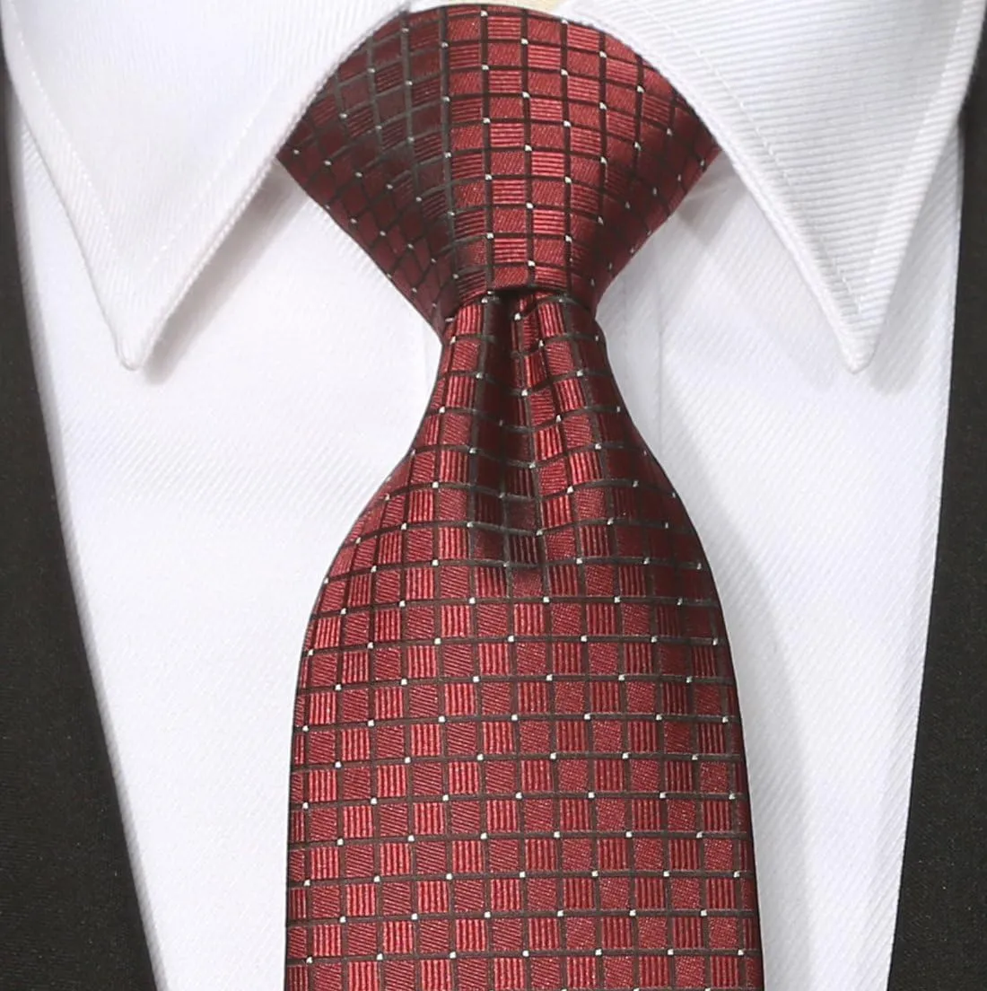 KissTies Mens Necktie Solid Color Checkered Business And Wedding Tie