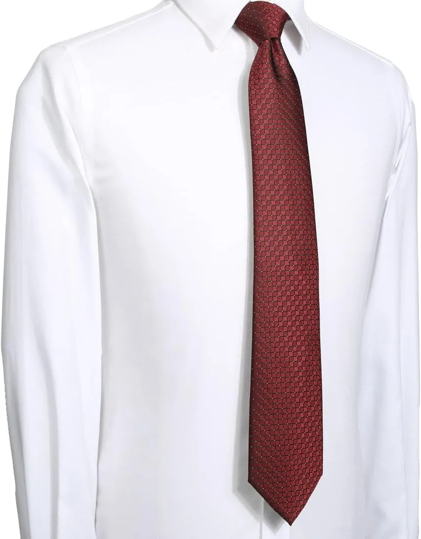 KissTies Mens Necktie Solid Color Checkered Business And Wedding Tie