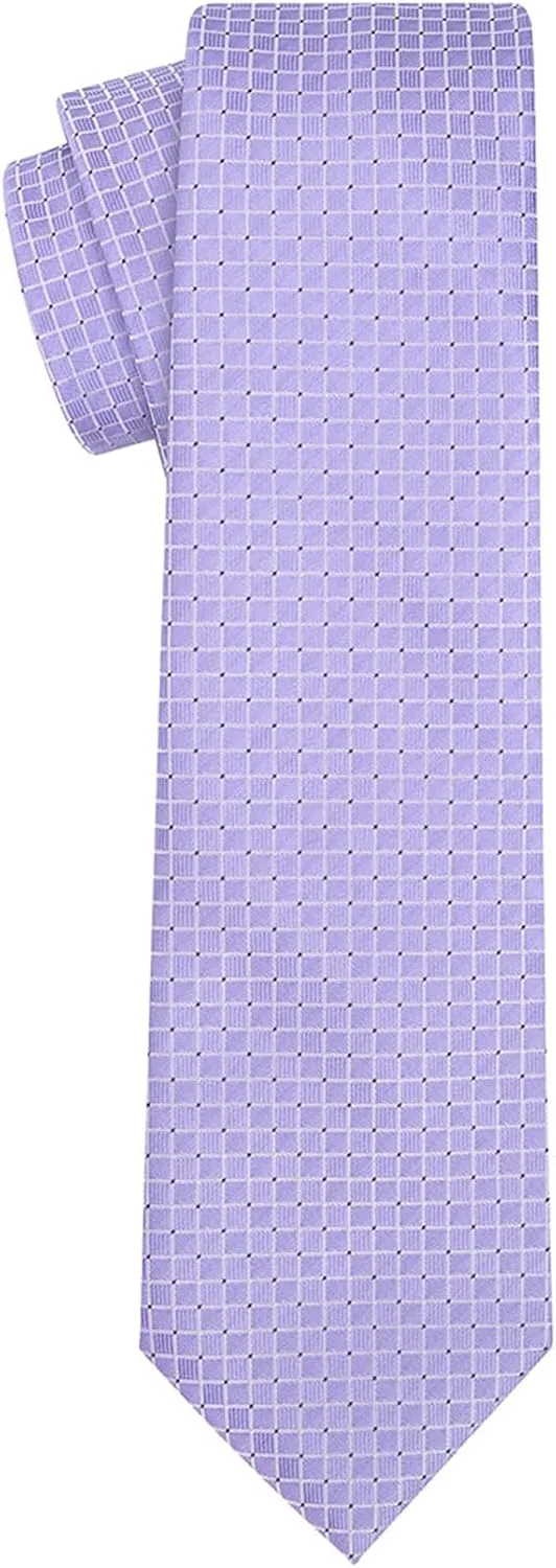 KissTies Mens Necktie Solid Color Checkered Business And Wedding Tie