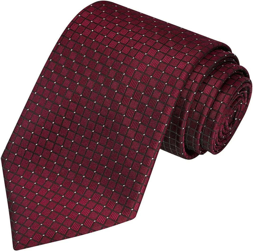 KissTies Mens Necktie Solid Color Checkered Business And Wedding Tie