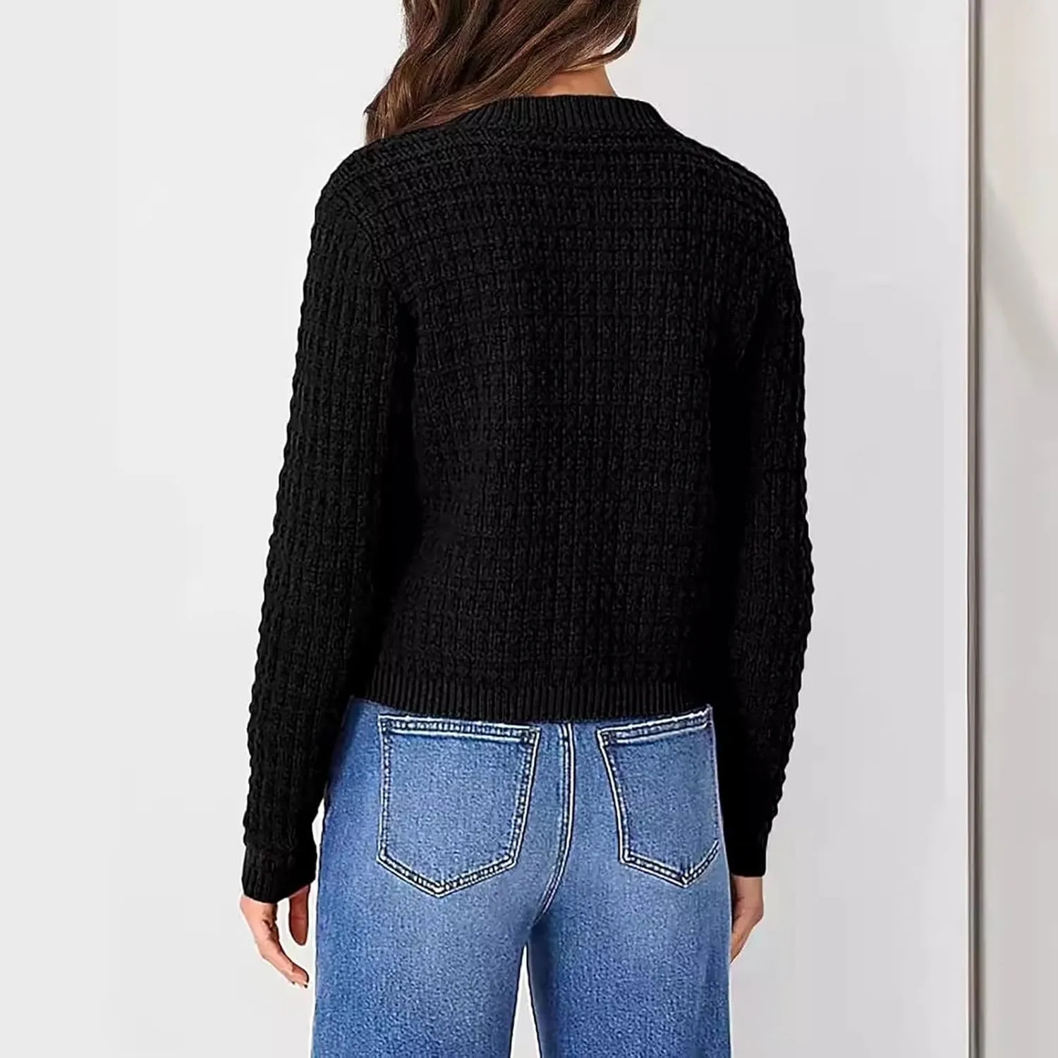 Knit Cardigan Sweaters for Women Casual Long Sleeve Button Tops Fashion Solid Color Open Front Blouse Fall Outfits