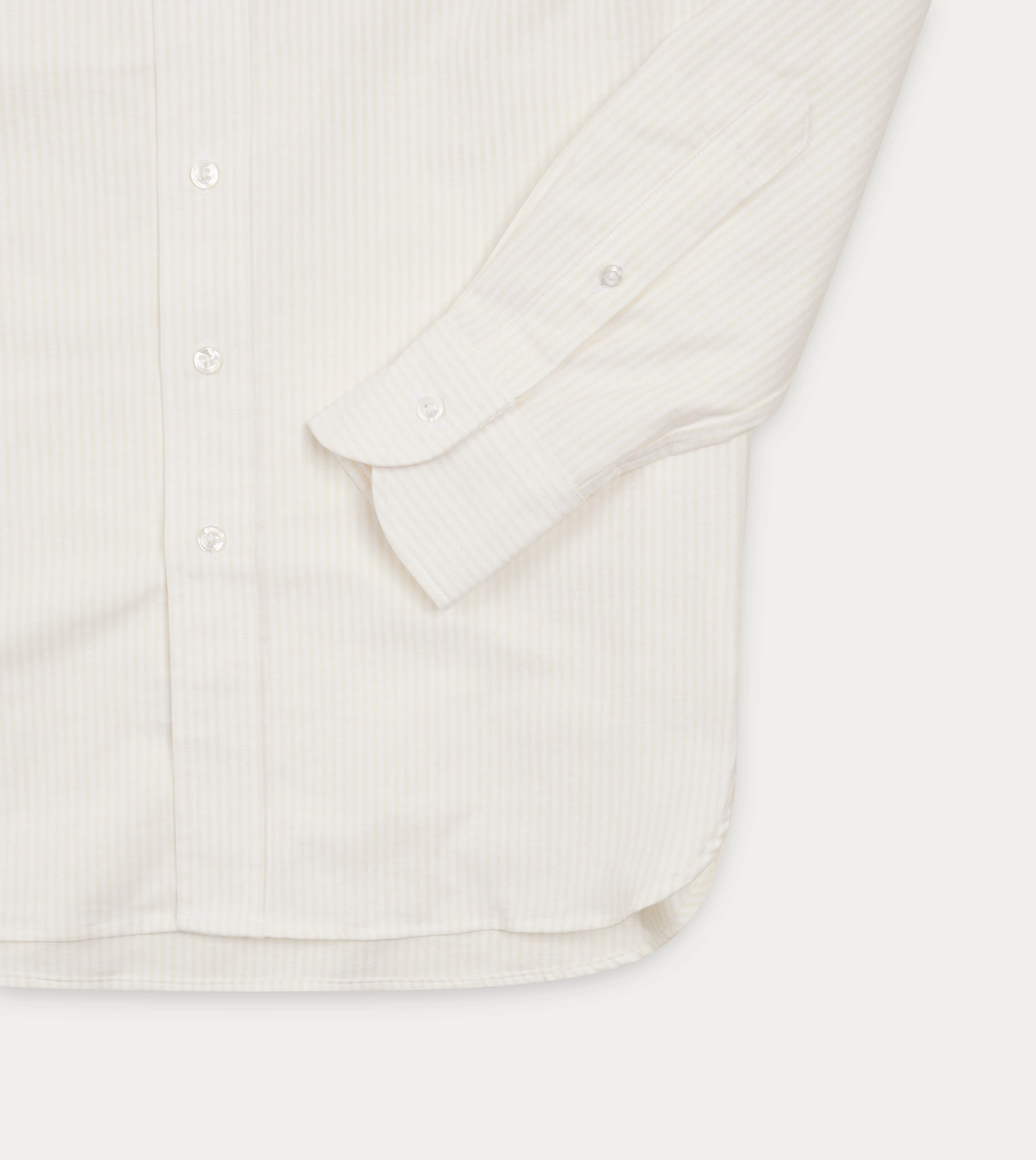 Cream Ticking Stripe Cotton Oxford Cloth Button-Down Shirt Abstract art