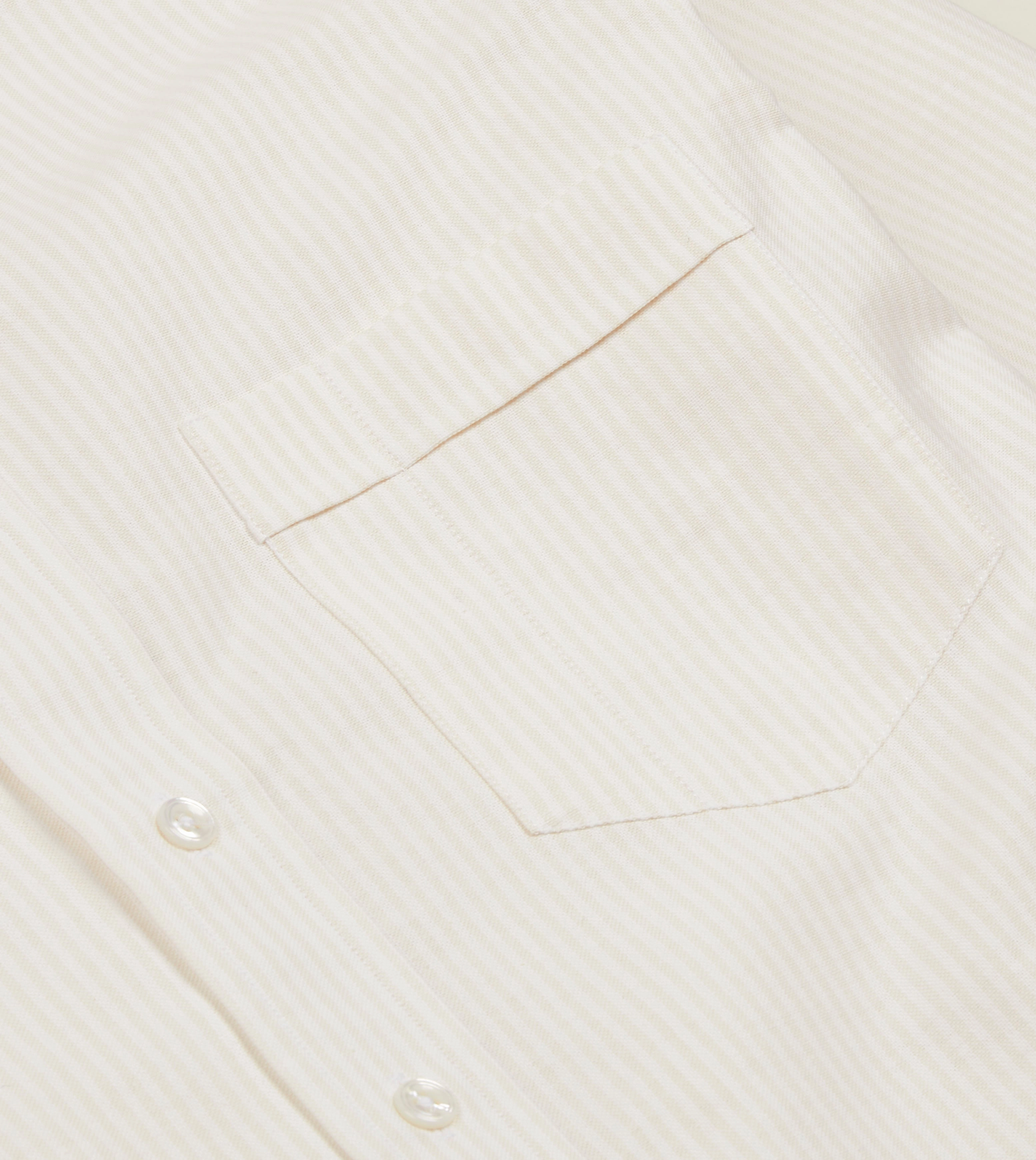 holiday season Lightweight Weave Cream Ticking Stripe Cotton Oxford Cloth Button-Down Shirt