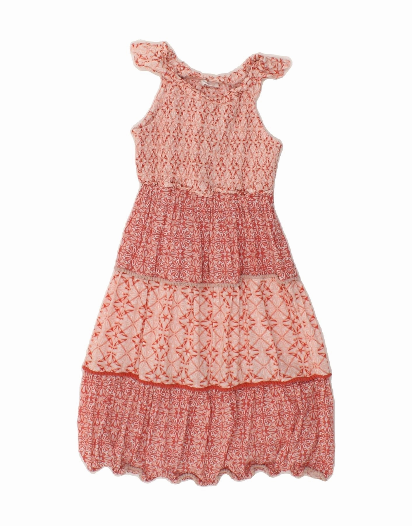FAT FACE Girls Maxi Dress 6-7 Years Red Floral Cotton Light Attitude Bare Arm