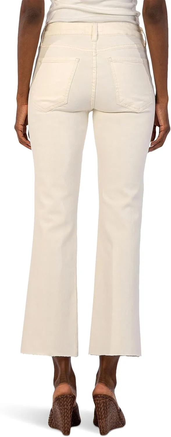 KUT from the Kloth Women's Petite Kelsey High-Rise Ankle Flare with Raw Hem in Ecru