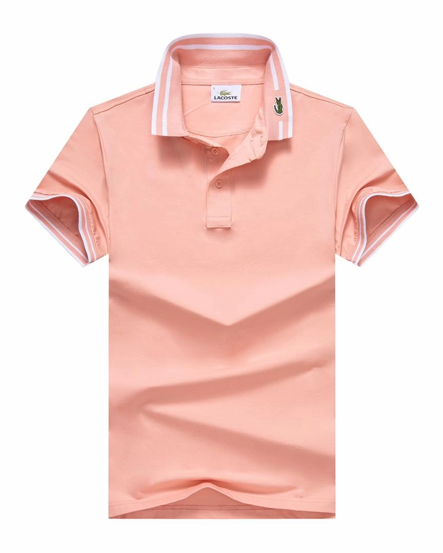 Durable Stitching Lacoste  Plain Pink Men Collar Stripe Polo Slim fit