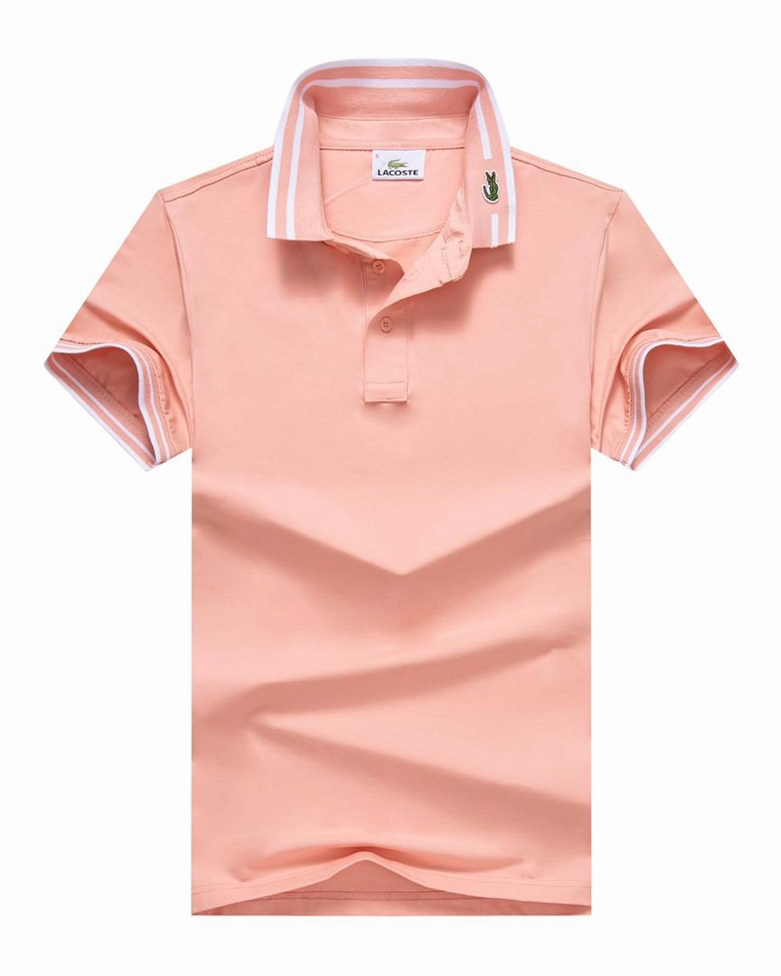 Moisture Control Fabric Lacoste  Plain Pink Men Collar Stripe Polo Slim fit
