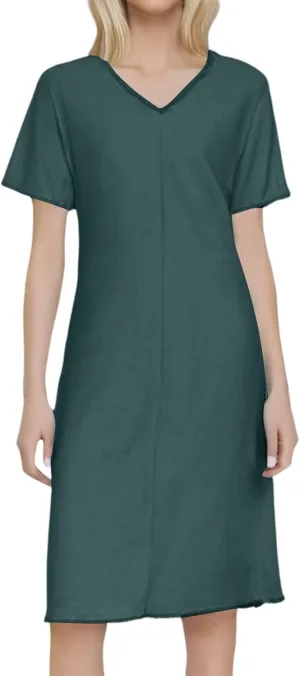 Ladies Fashion Casual Linen Solid Color V Neck Fringe Slit Dress Beach Dresses for Women