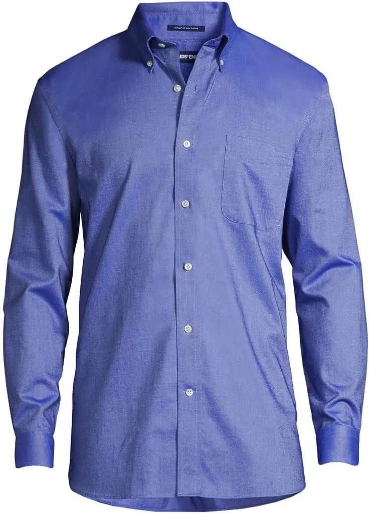 Lands' End Men's Traditional Fit Solid No Iron American-Grown Supima Oxford Dress Shirt