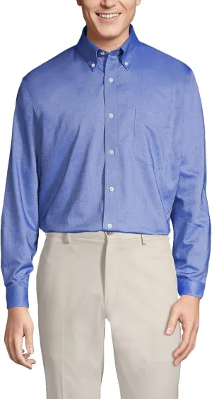 Lands' End Men's Traditional Fit Solid No Iron American-Grown Supima Oxford Dress Shirt