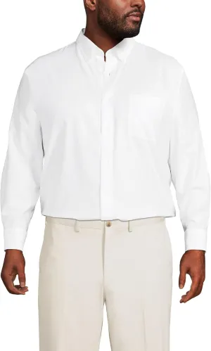 Lands' End Men's Traditional Fit Solid No Iron American-Grown Supima Oxford Dress Shirt