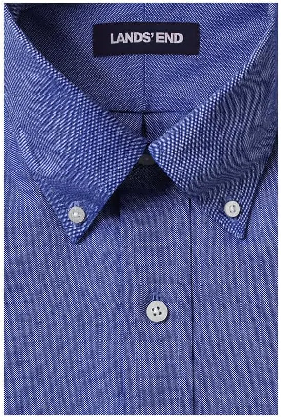 Lands' End Men's Traditional Fit Solid No Iron American-Grown Supima Oxford Dress Shirt