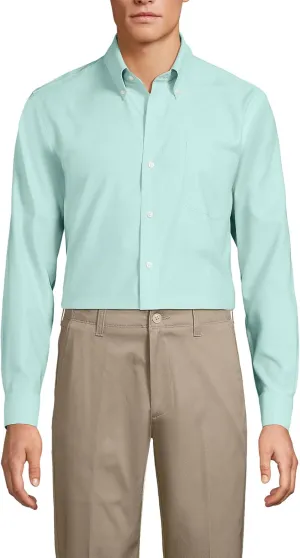 Lands' End Men's Traditional Fit Solid No Iron American-Grown Supima Oxford Dress Shirt