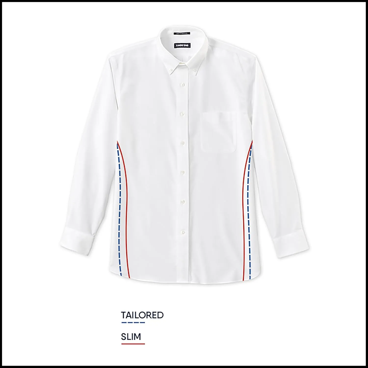 Lands' End Men's Traditional Fit Solid No Iron American-Grown Supima Oxford Dress Shirt